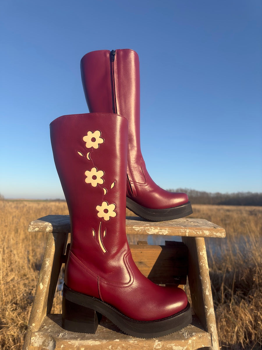 Flower Boots Red