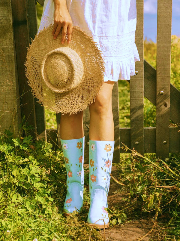 Flower Boots Blue