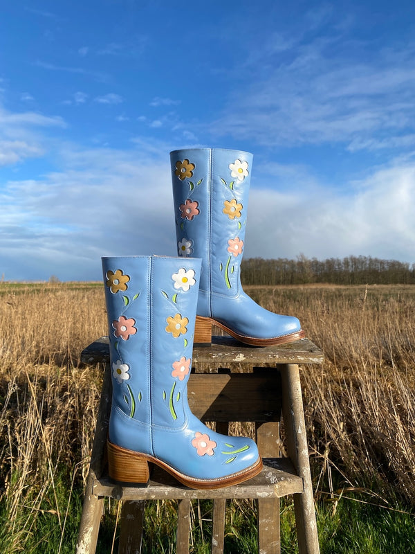 Flower Boots Blue