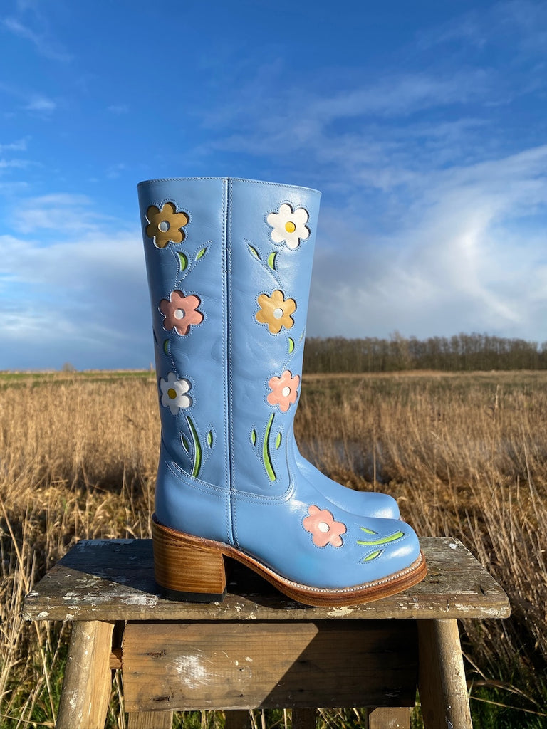 Flower Boots Blue