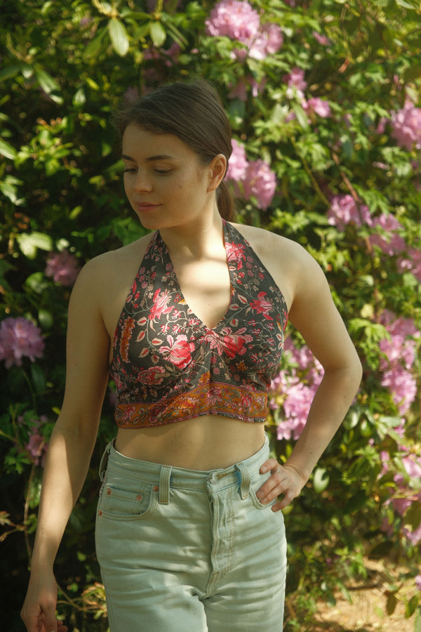 Double sided halter crop top