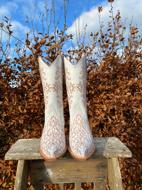 Western Boots White & Pink - Deadstock