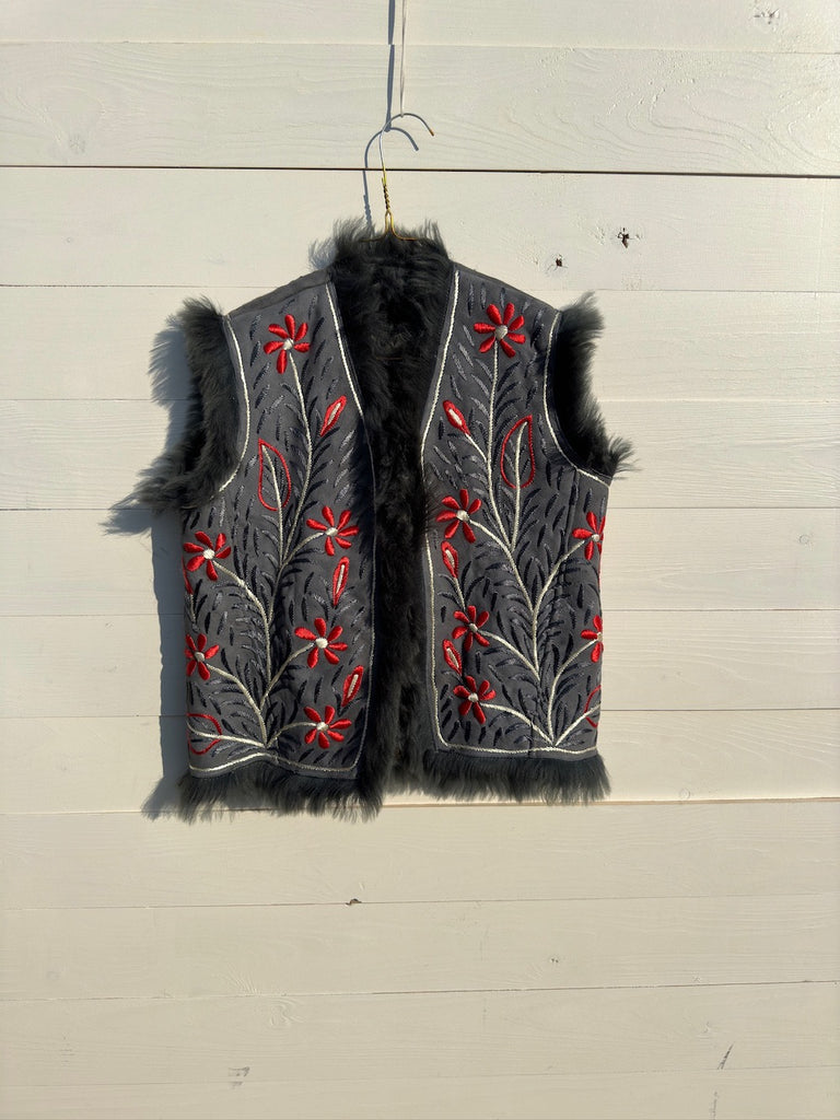 Afghan Embroidered Sheepskin Waistcoat Demaris