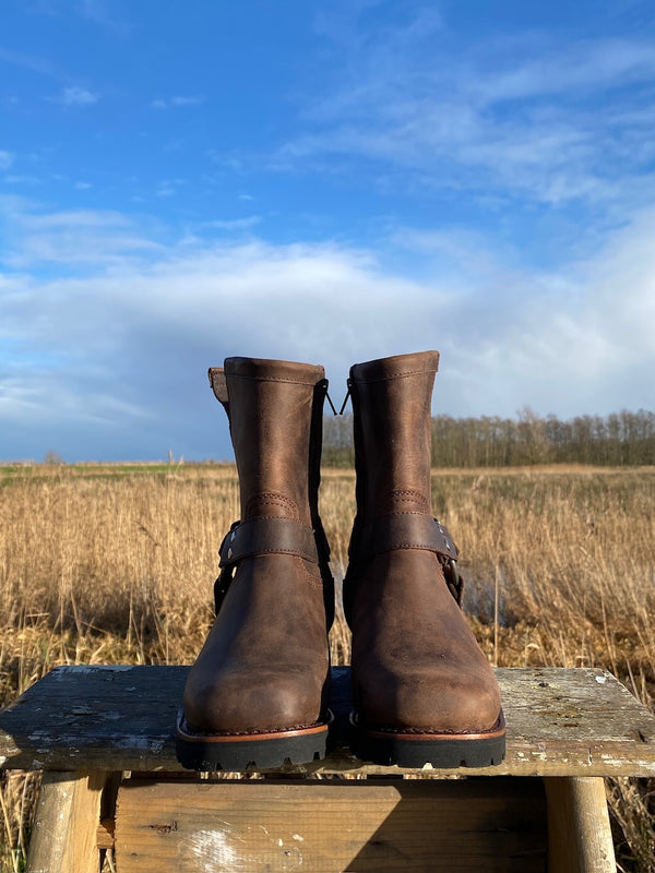 Biker Ankle Boots Vintage Brown