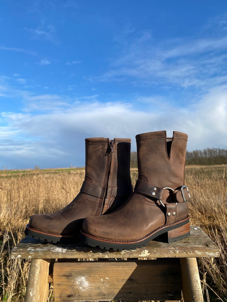 Biker Ankle Boots Vintage Brown