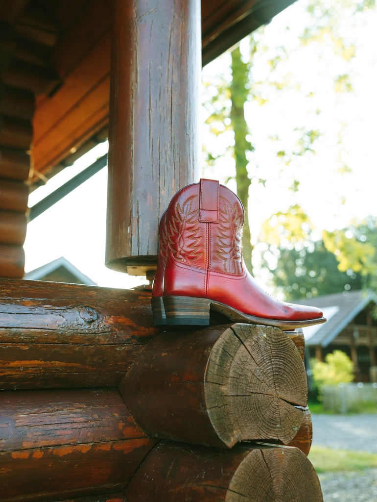 Western Ankle Boots Red