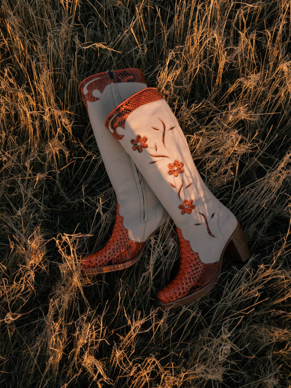 Sendra retro boots orange white