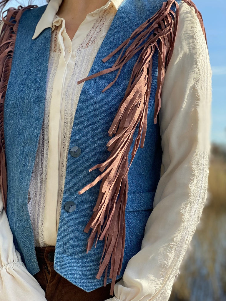 Denim Fringed Waistcoat