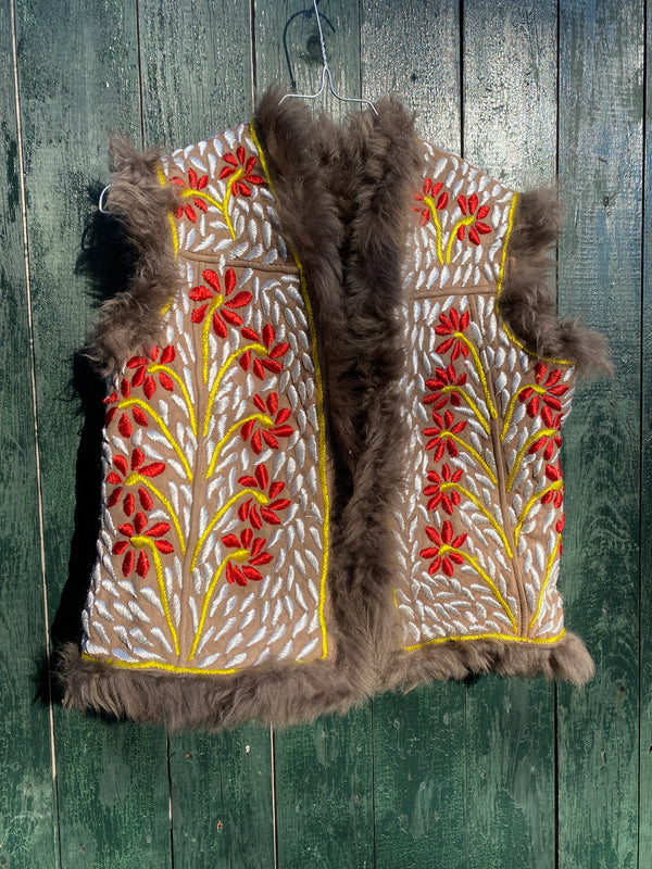 Embroidered Sheepskin Waistcoat Adiva