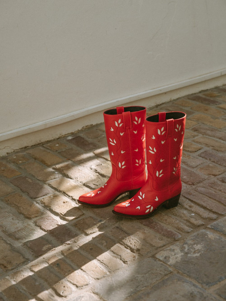 Flower Boots Red