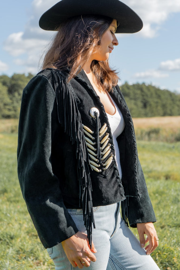 Western fringe deals leather jacket